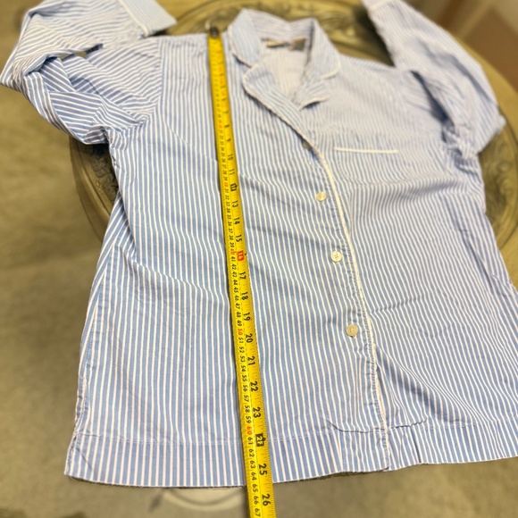 LL BEAN Womens Medium Baby Blue Striped 2-Piece Pajama Set 100% Cotton - Picture 6 of 14